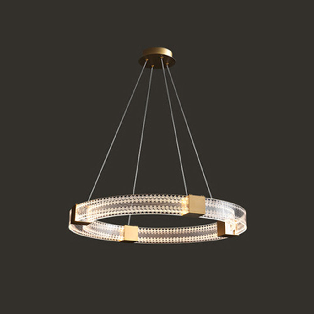 Arisha Modern Round/Oval Acrylic/Metal Pendant Light, Gold - Neutral Decor