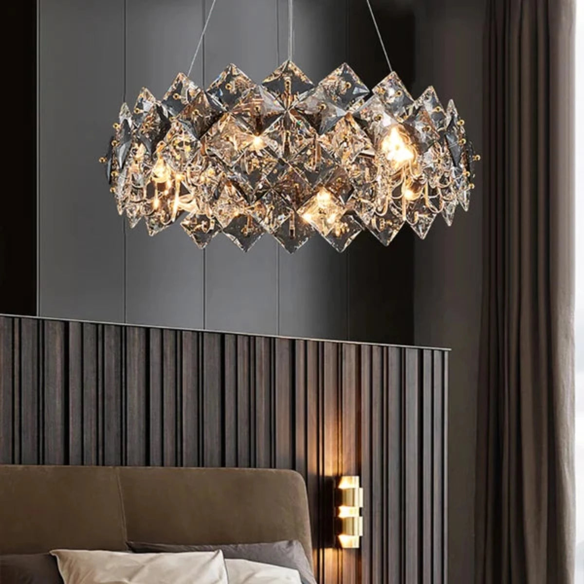 Kristy Modern 6-Light Tiered Crystal Chandelier With Adjustable Cables - Neutral Decor