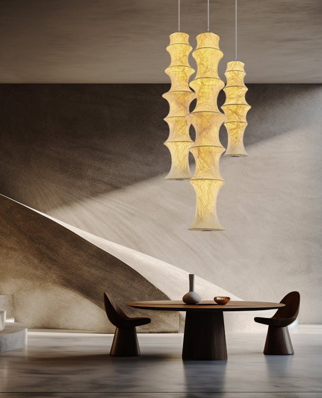 Elraeor Layered Mulberry Silk Pendant Light-Neutral Decor