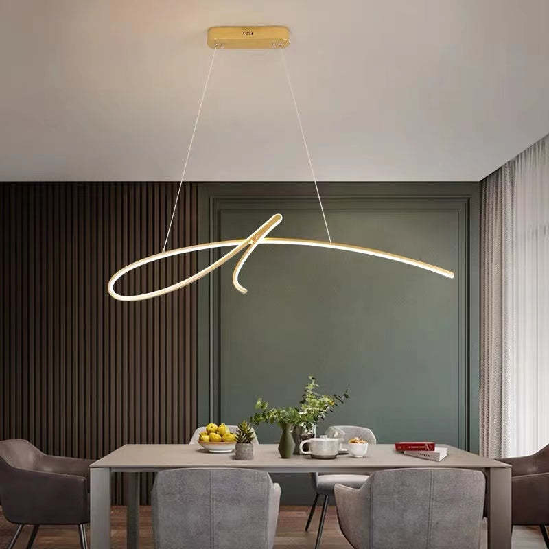 Arisha Pendant Light Irregular-curved Modern, Metal, Black/Gold, Restaurant - Neutral Decor