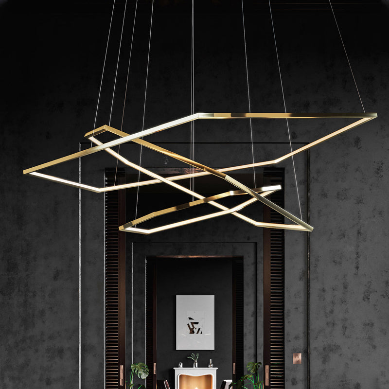 Arisha Minimalist Geomatic Metal Pendant Light, Gold, DIY - Neutral Decor