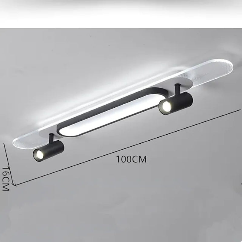 Aim Modern Rectangular LED Metal/Acrylic Ceiling Light, Black/White - Neutral Decor