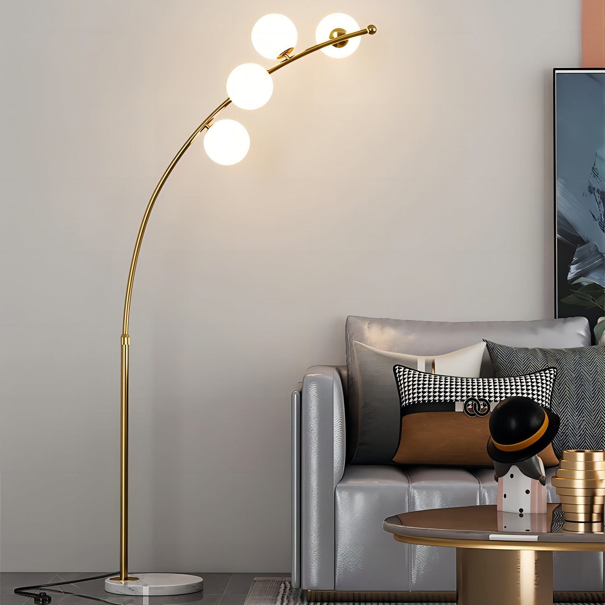 Valentina Modern Arc Multi Head Bubble Floor Lamp Black/Gold - Neutral Decor