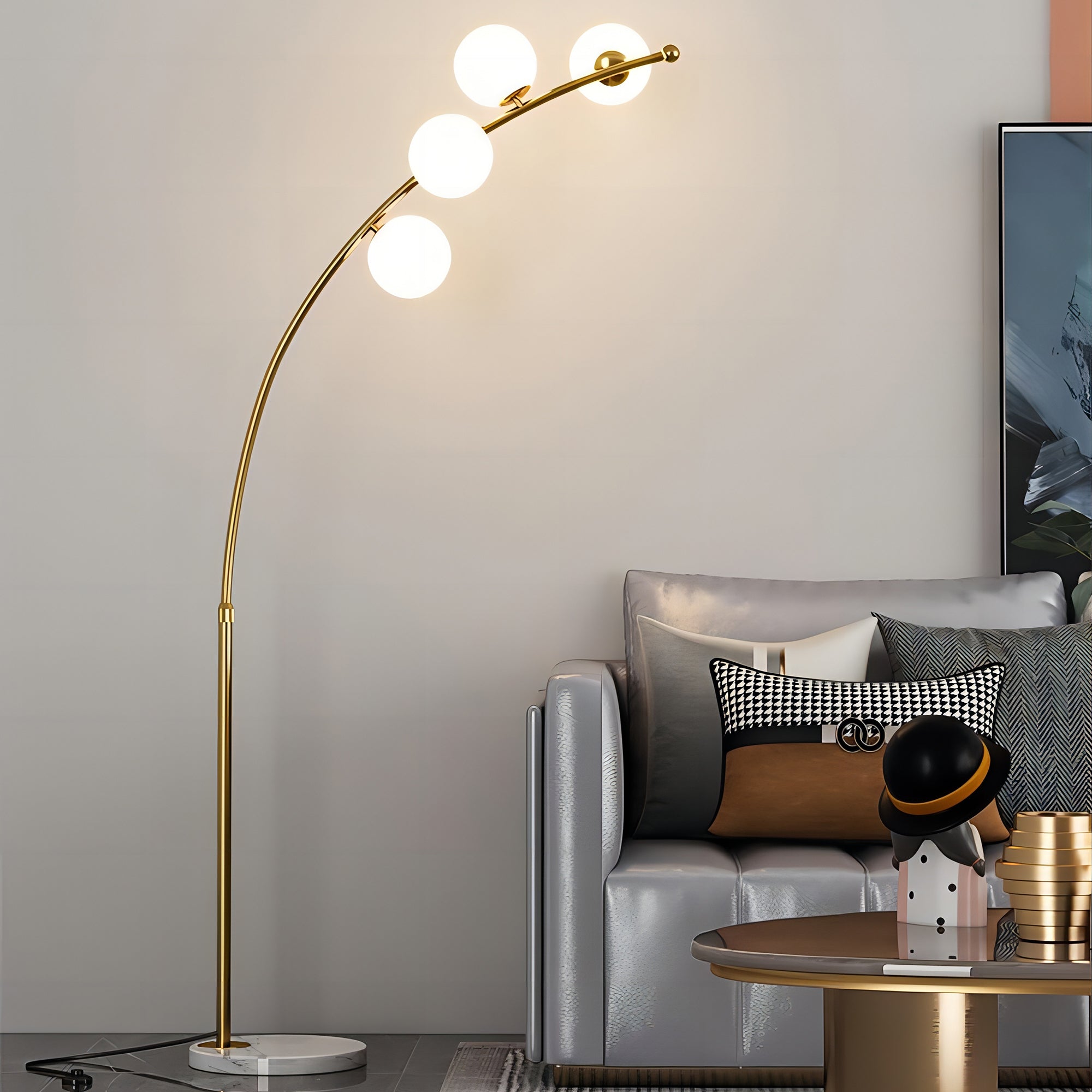 Valentina Modern Arc Multi Head Bubble Floor Lamp Black/Gold - Neutral Decor