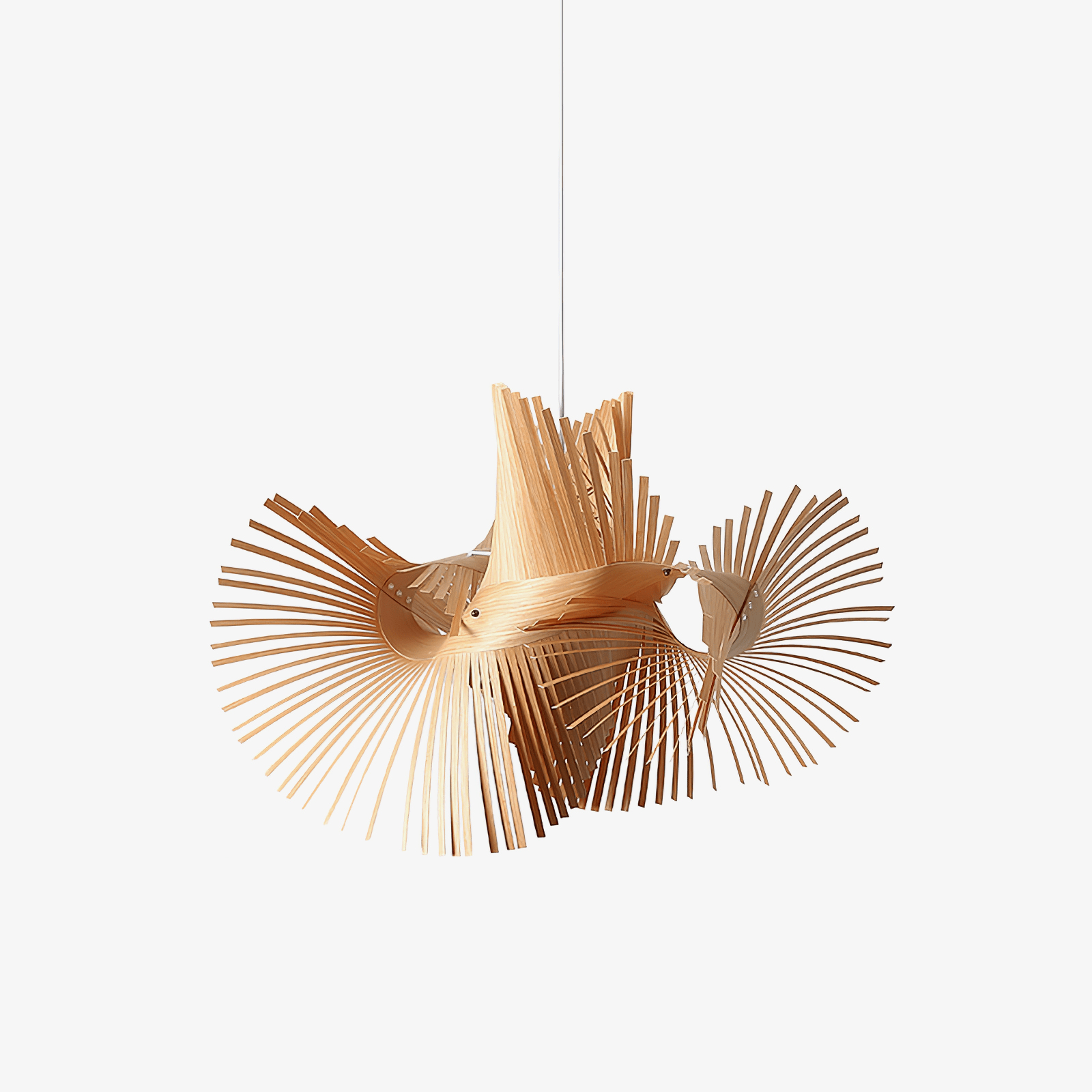 Avian Flair Wooden Pendant Lamp-Neutral Decor