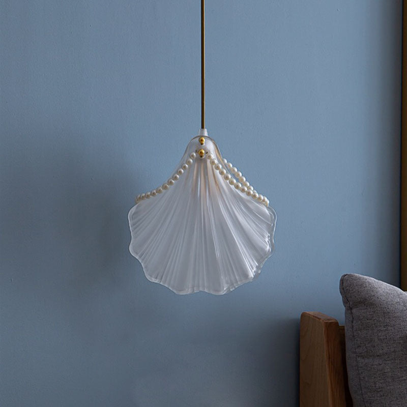 Kristy Art Deco Pearl Shell Metal/Acrylic Pendant Light, White - Neutral Decor
