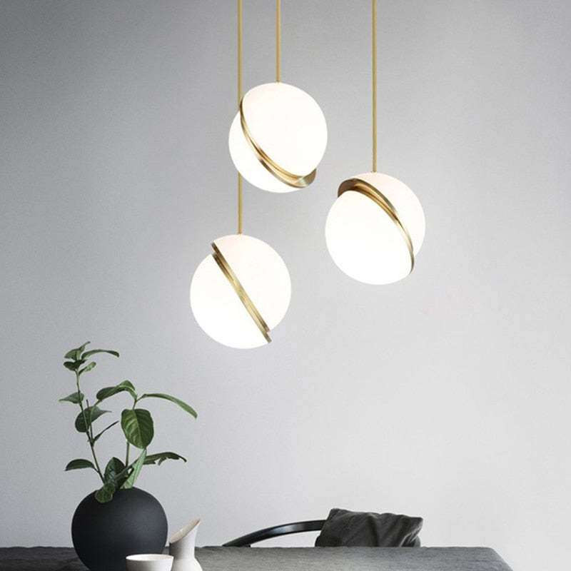Valentina Simple Pendant Light, Gold & White - Neutral Decor