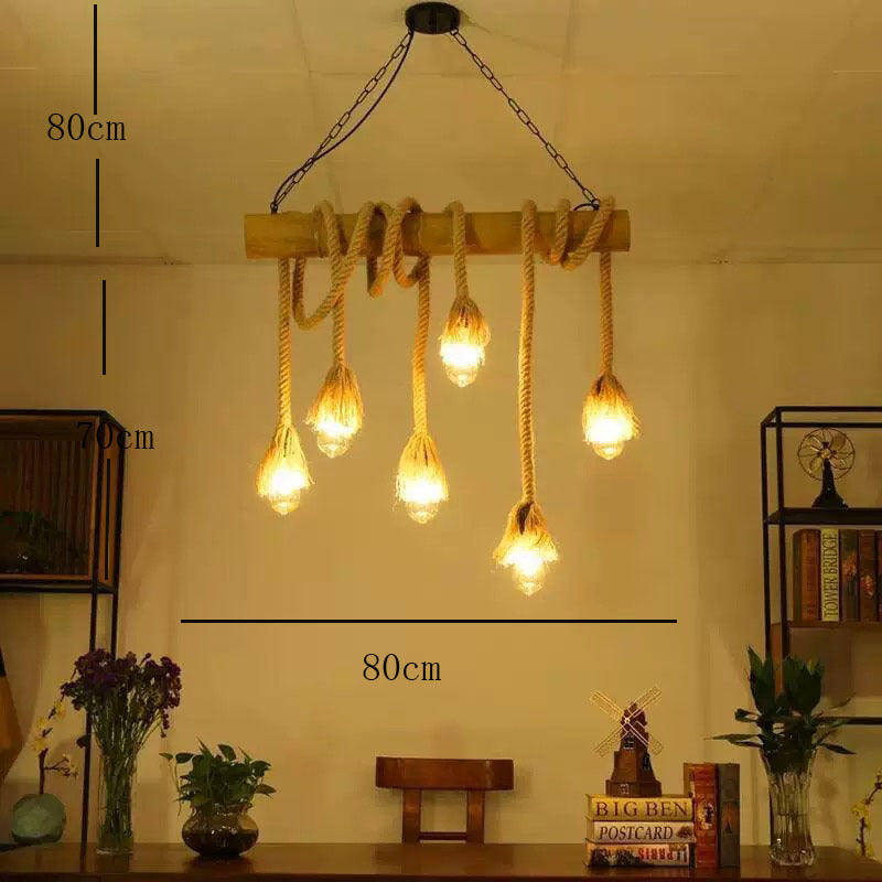 Silva Vintage Wood/Rope Pendant Light, Living Room - Neutral Decor