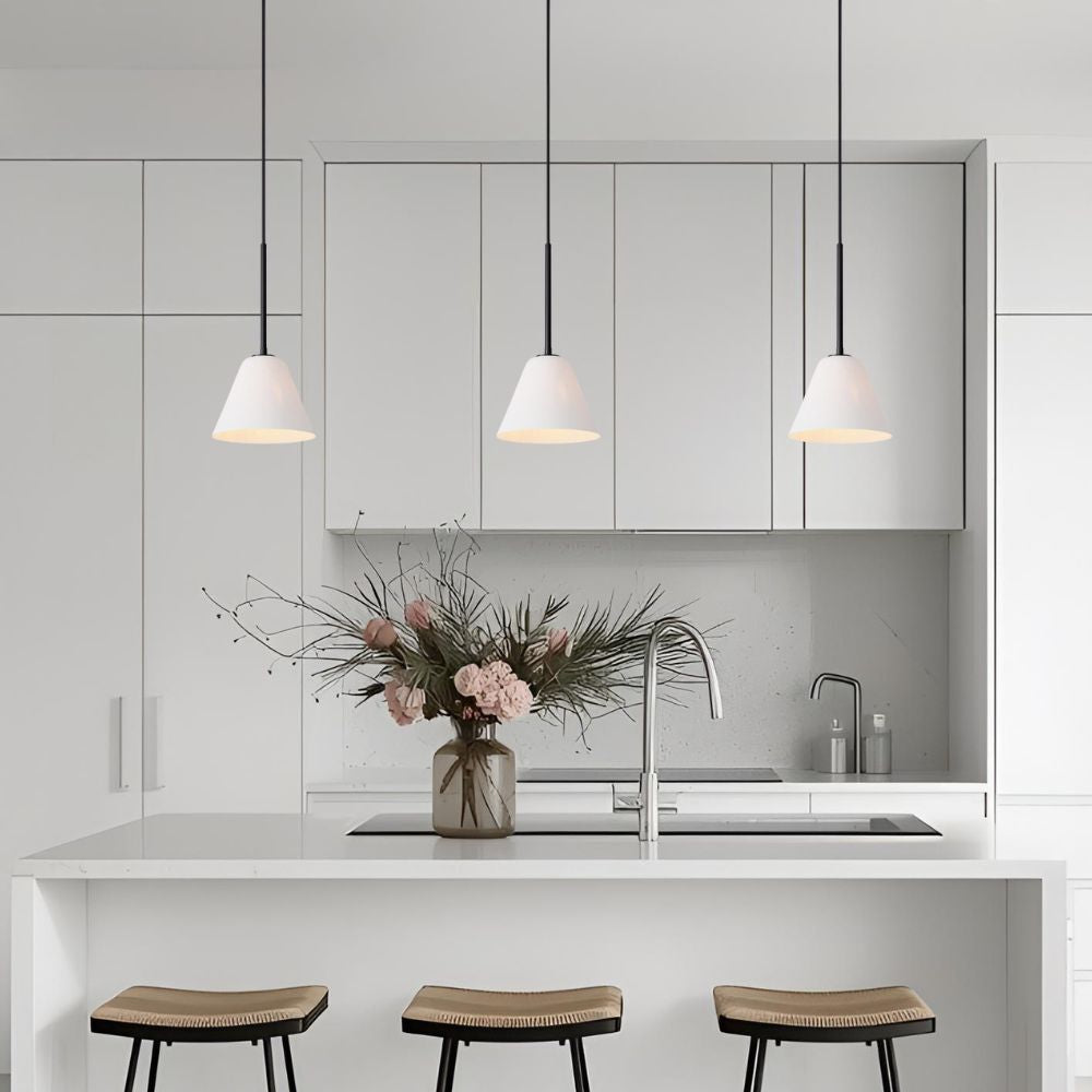 Cone Milk Clear Glass Cone Pendant Light for Kitchen-Neutral Decor