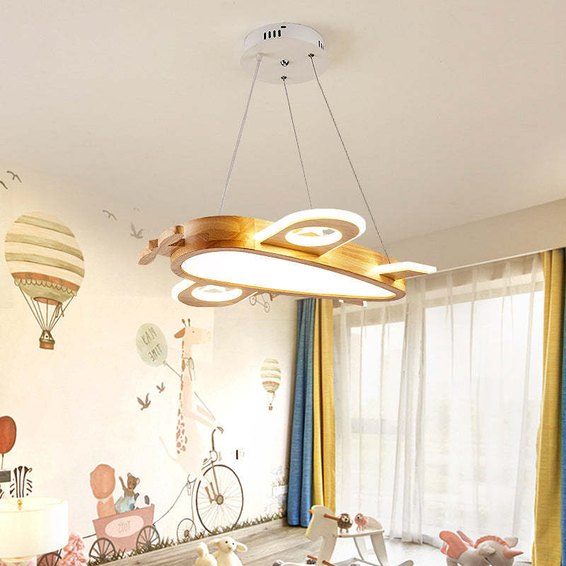 Arisha Modern Natural Creative DIY Children Airplane Shape Acrylic Pendant Light ,Wood - Neutral Decor