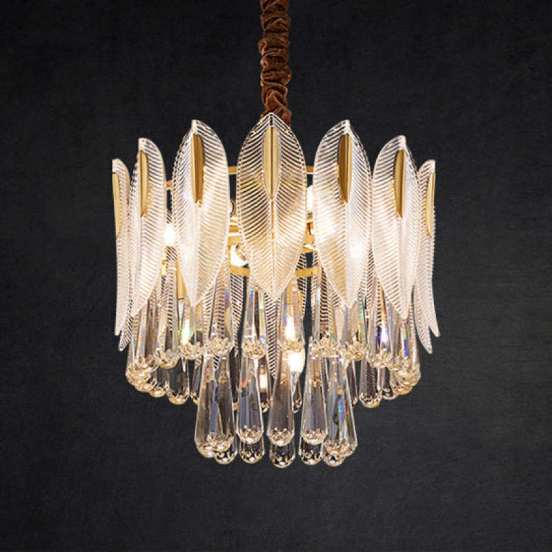 Arisha Luxury Feather Crystal Chandelier, Living Room - Neutral Decor