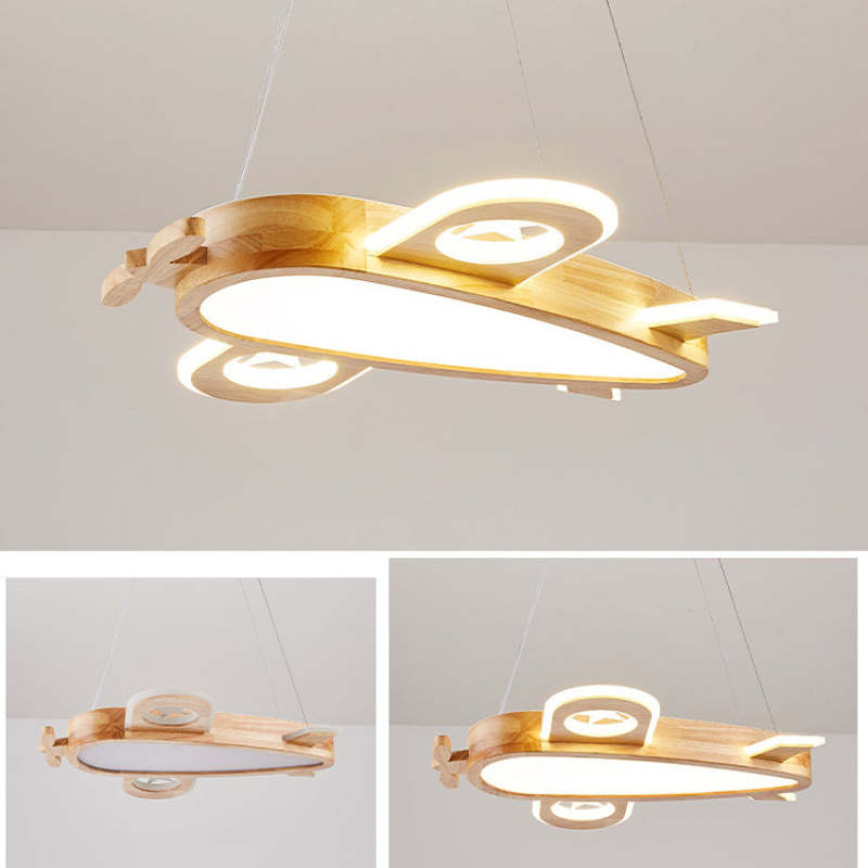 Arisha Modern Natural Creative DIY Children Airplane Shape Acrylic Pendant Light ,Wood - Neutral Decor