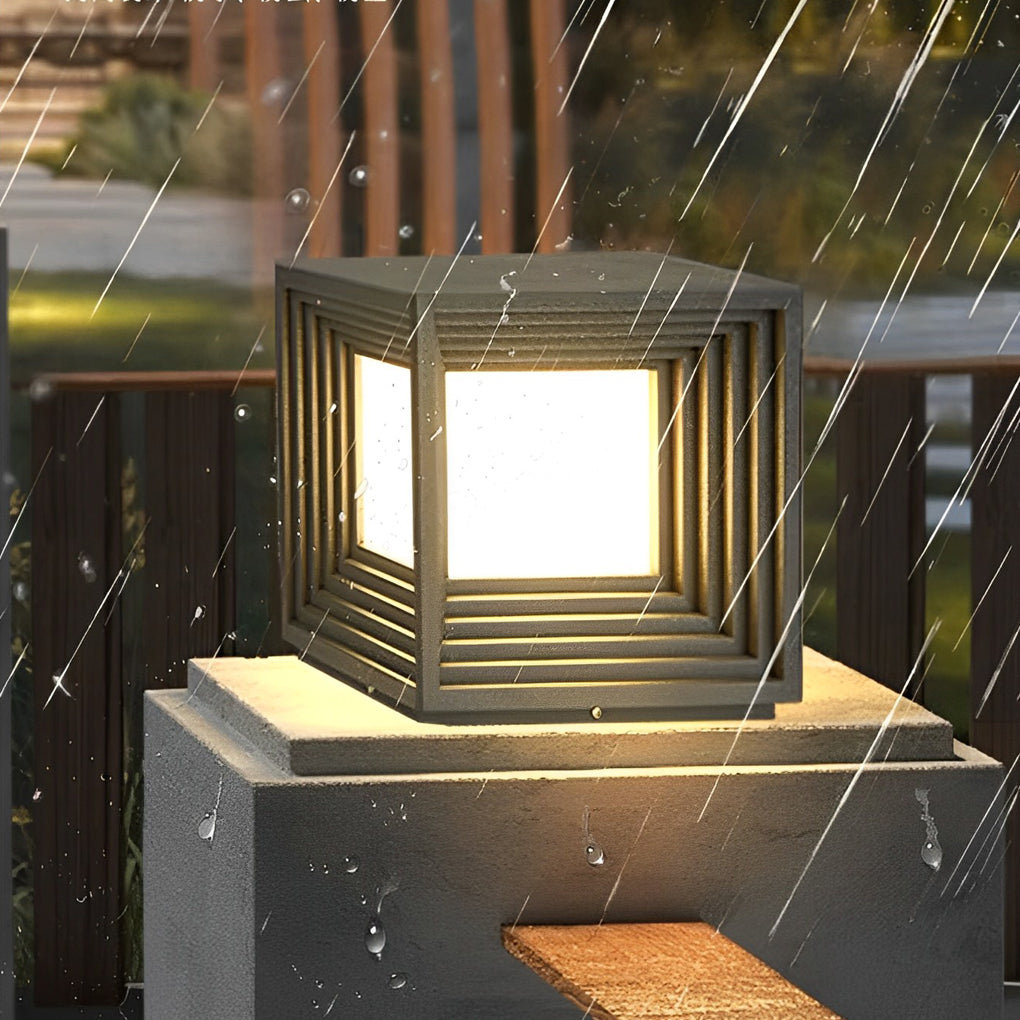 Square Creative LED Modern Steel Outdoor Post Caps Lights