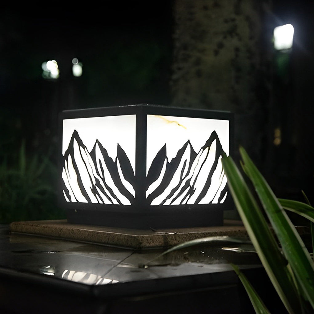 Kace LED Mountain Scenery Steel Outdoor Fence Post Lights