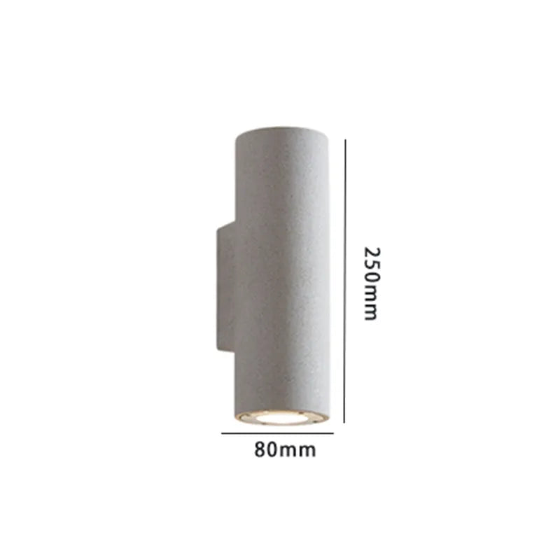 Ray Minimalist Cylindrical Double-headed Cement Outdoor Wall Lamp, Black/White - Neutral Decor