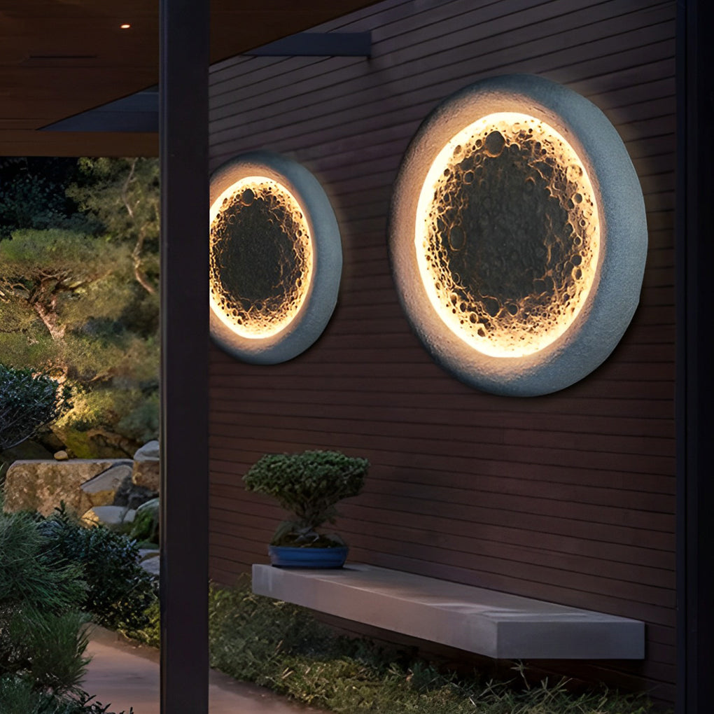 Darlne Moon Craters Design LED Concrete Outdoor Wall Lamp
