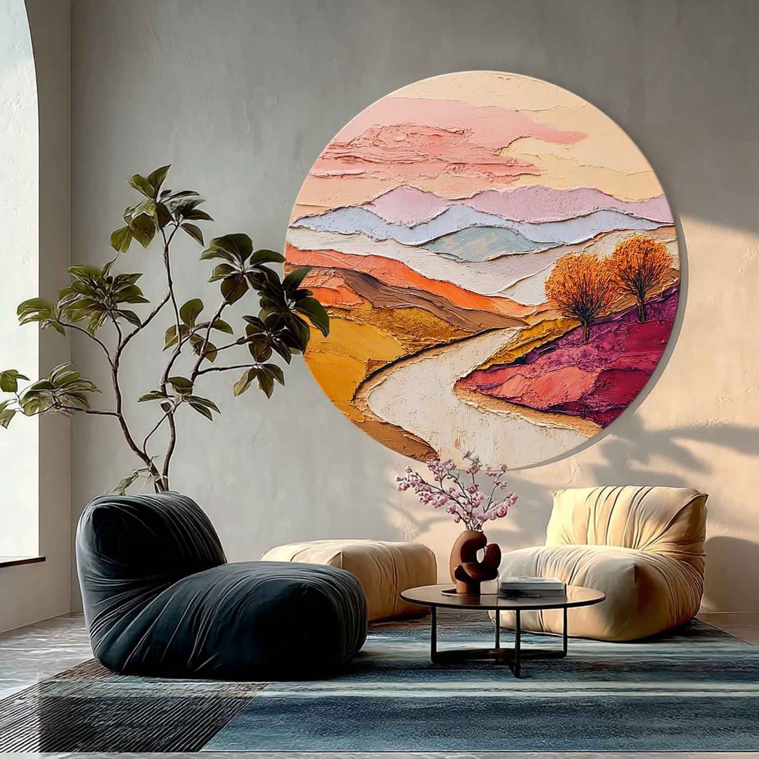 Wall Art Round Autumn Landscape - Neutralighting