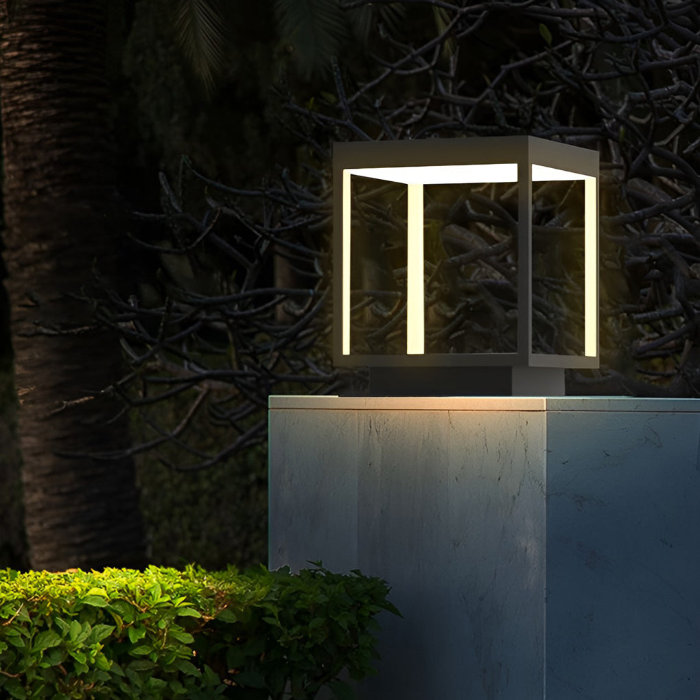 Diane Modern Frame Pier-Mounted Steel Outdoor Post Light
