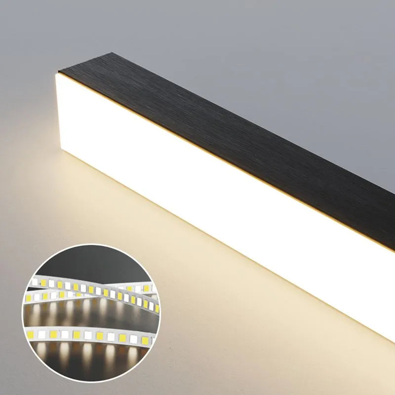 Arisha Minimalist Linear Metal Pendant Light, White/Black - Neutral Decor