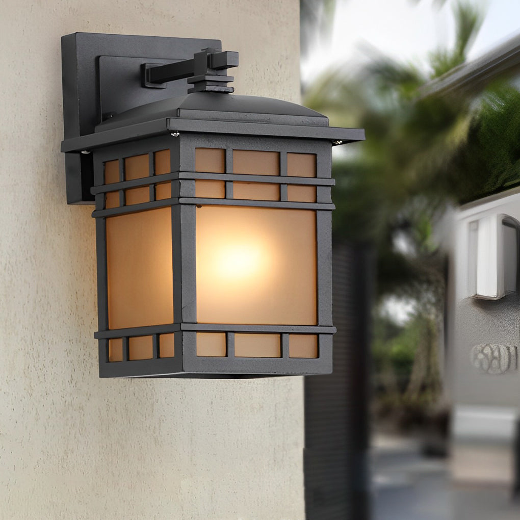 Dillon Square Retro Vintage Glass Outdoor Wall Lights