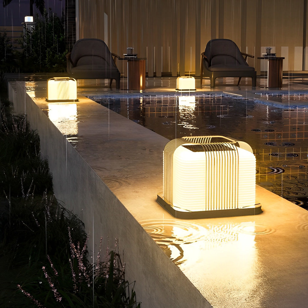 Bright Square Creative Modern Fence PE Outdoor Post Lights