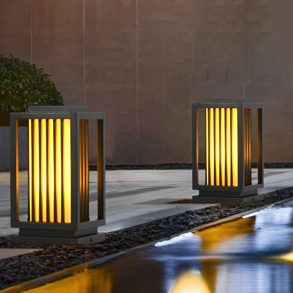 Faye Modern LED Cage Marble Outdoor Pathway Lawn Lights