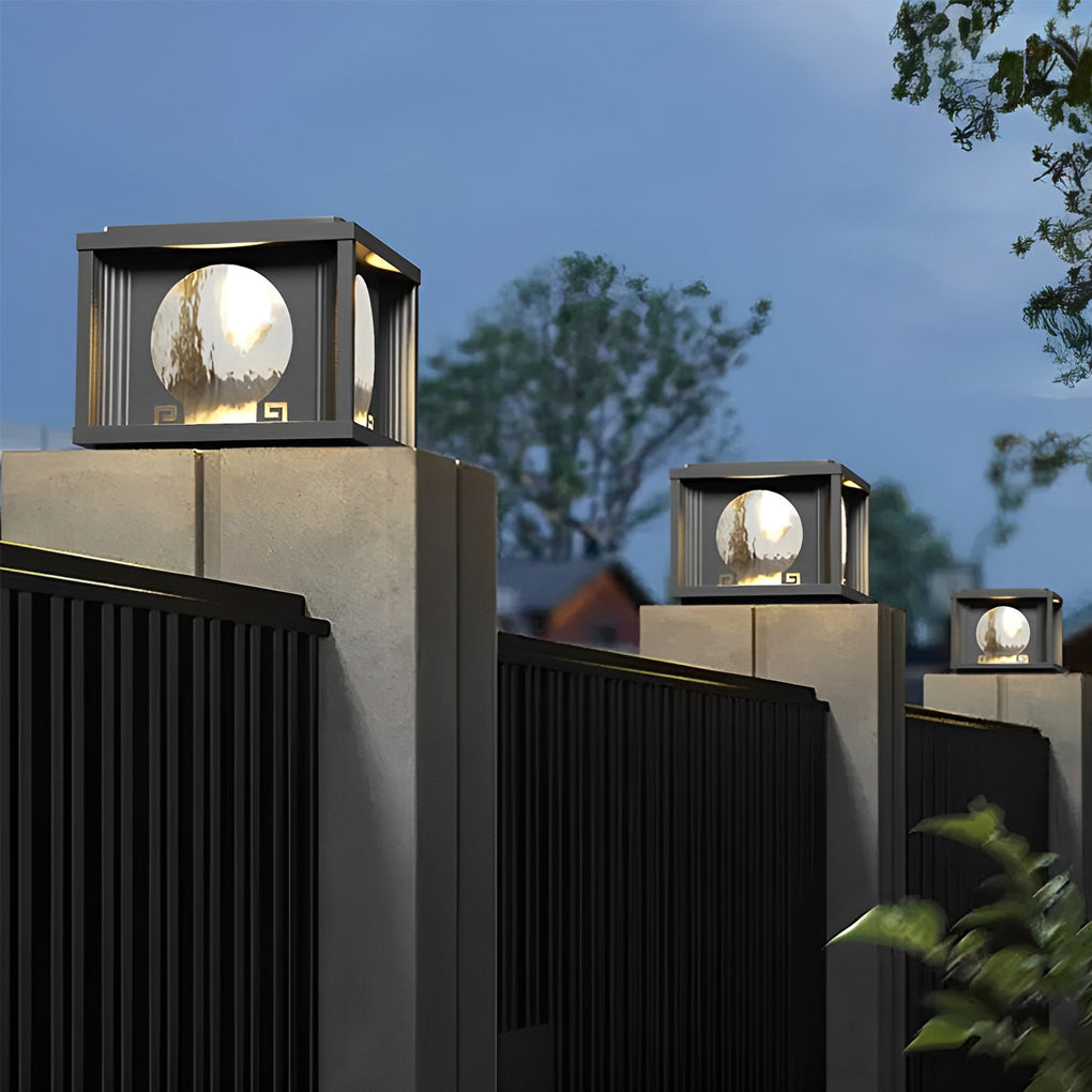 Mnica Square Round LED Outdoor Fence Post Lamp