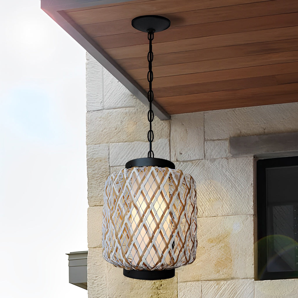 Orvee Rustic Modern Rattan Outdoor Pendants Lights