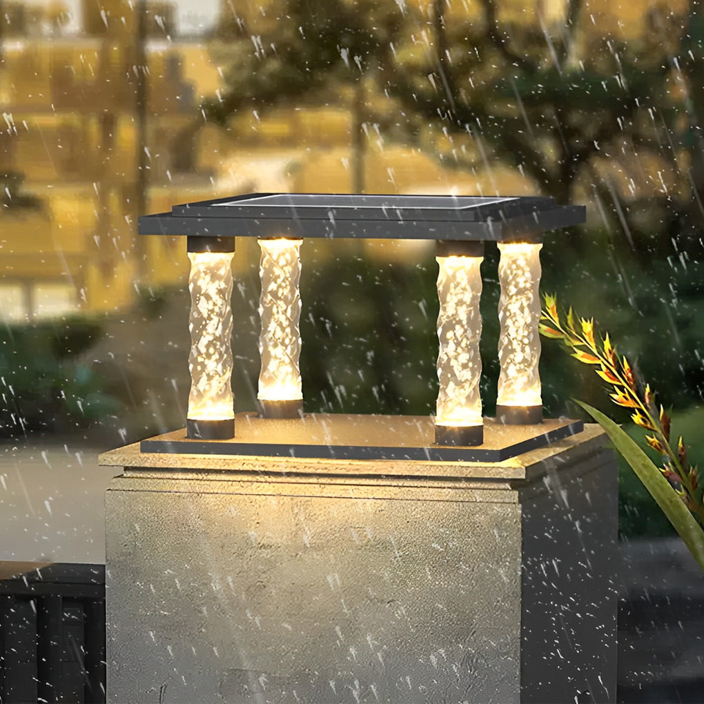 Landon Bubbles Square Modern Outdoor Post Caps Lights