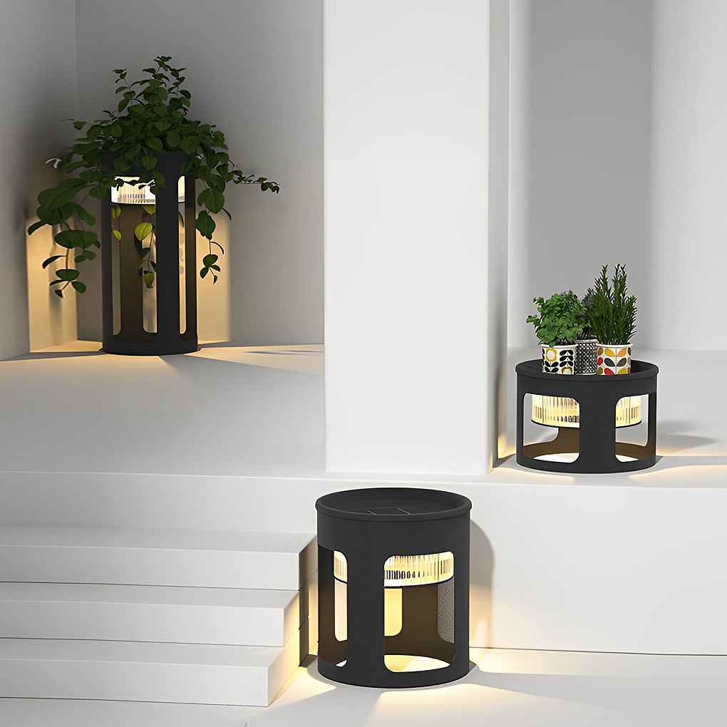Bobie Round Under-Table Solar Steel Outdoor Light