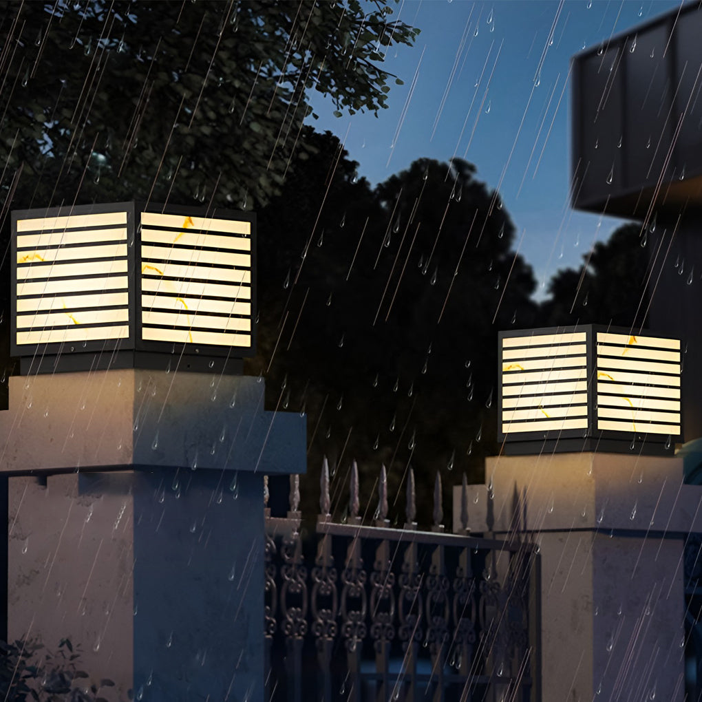 Butterf Square LED Modern Steel Outdoor Deck Post Pillar Light