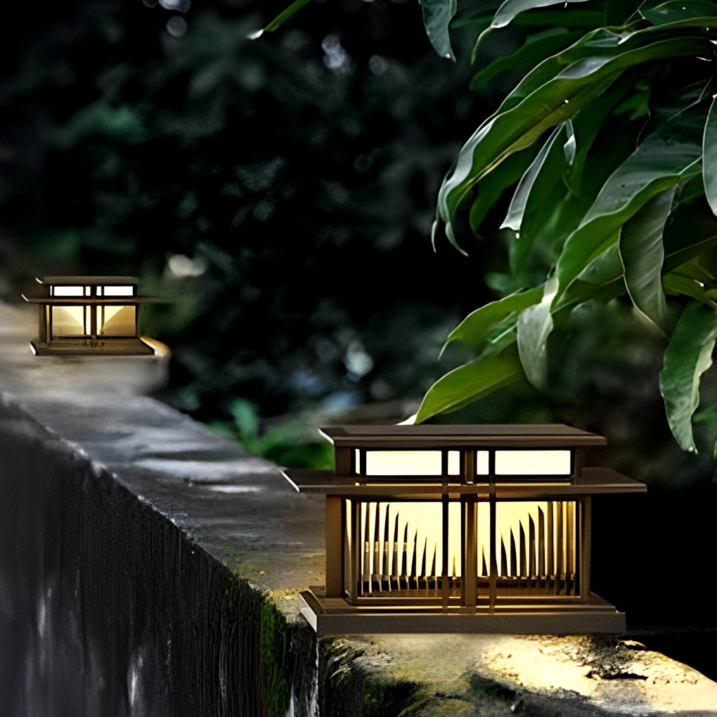 Haylyy Modern Solar Post Caps Glass Outdoor Pillar Light
