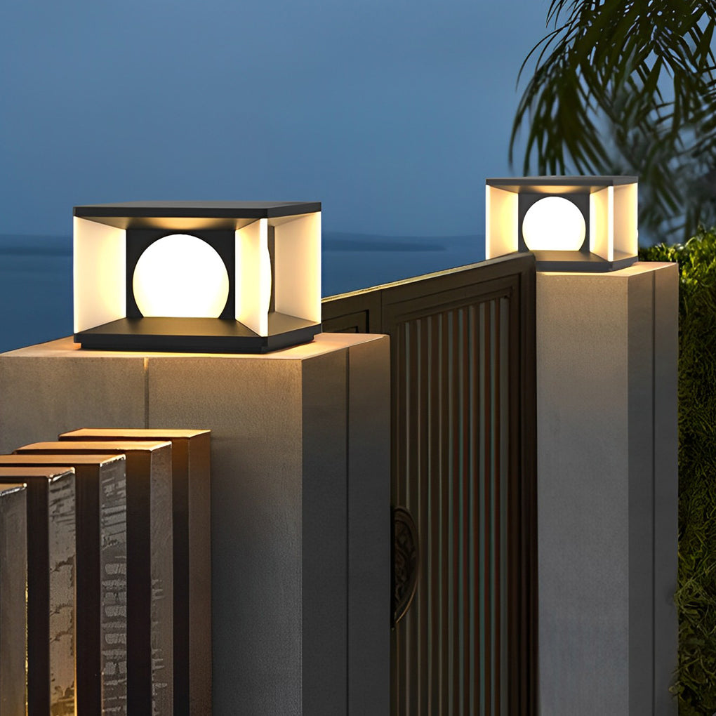 Washi Square LED Modern Steel Outdoor Deck Post Lights