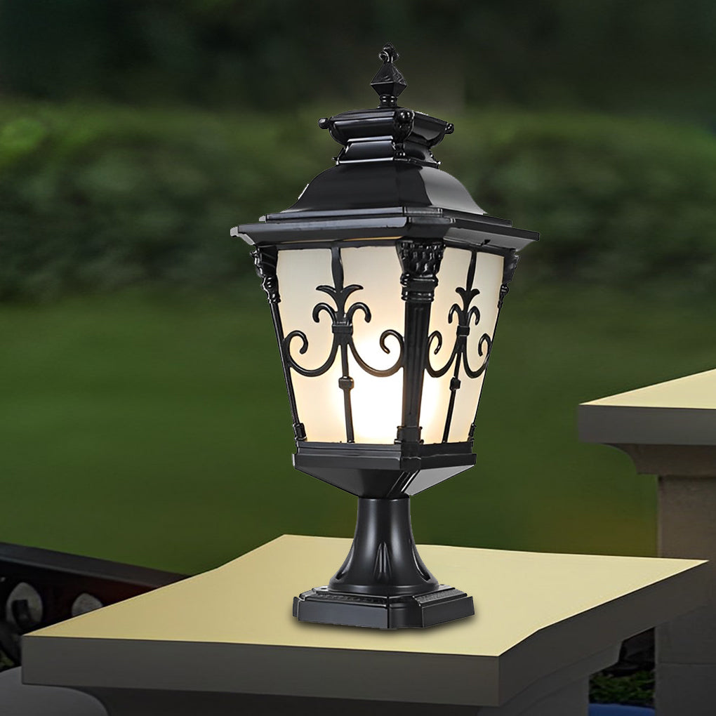 Loble Retro Pattern LED European Outdoor Fence Post Lights