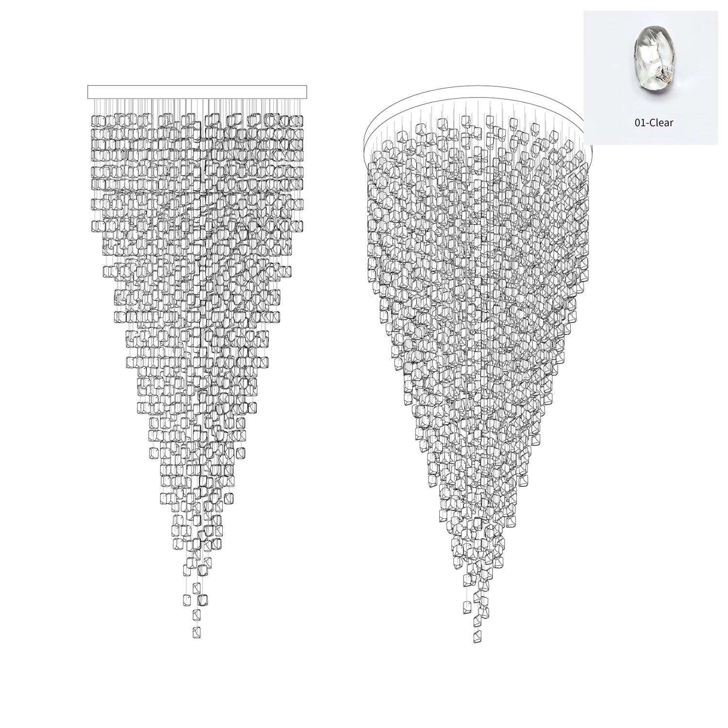 Belora Postmodern Luxury Stone Crystal Chandelier-Neutral Decor