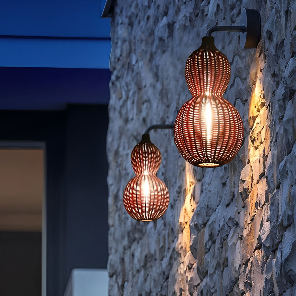 Bata Woven Gourd Rattan Outdoor Pendant Light