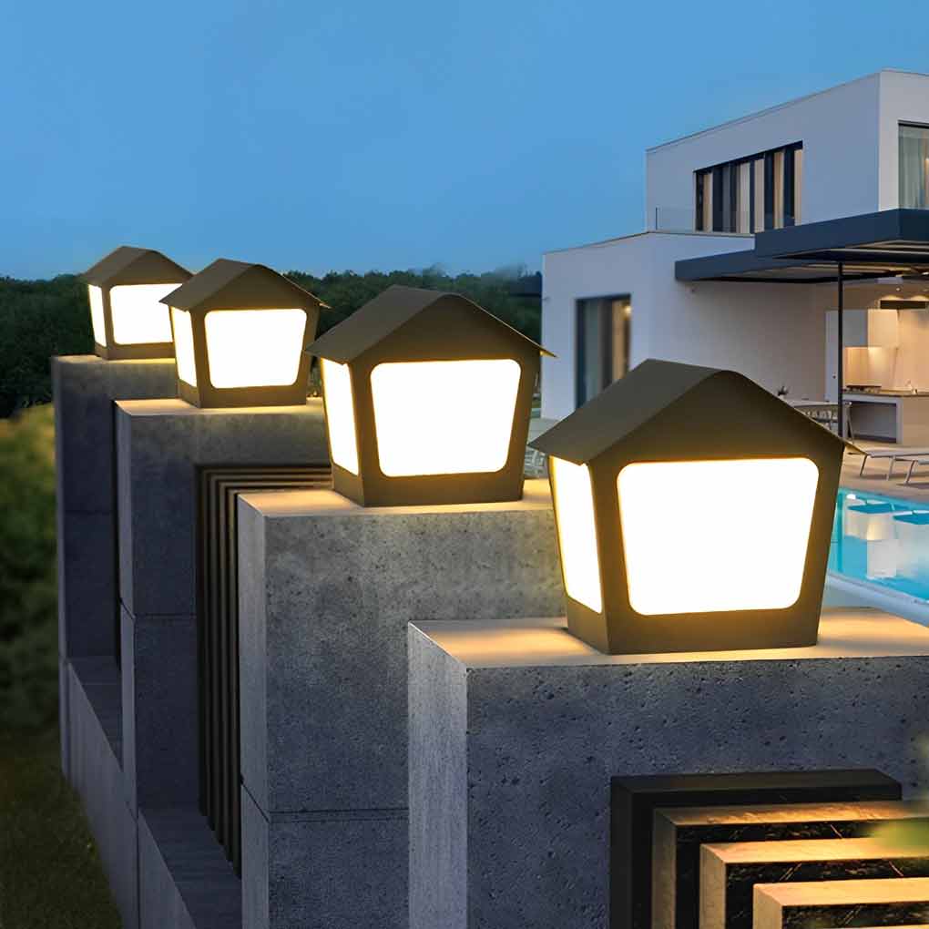 Gida Cottage Shaped LED Modern Outdoor Post Pillar Light