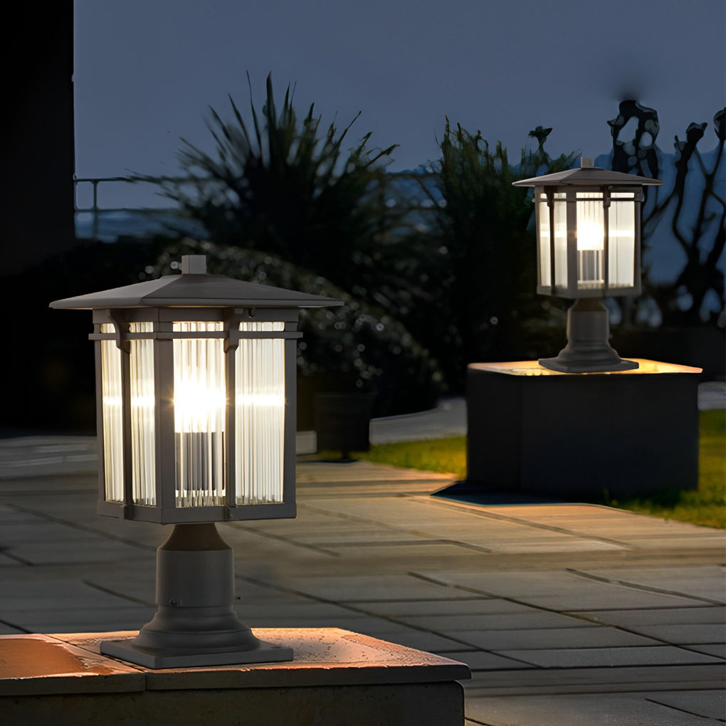 Lovele Striped Modern Glass Outdoor Post Lights