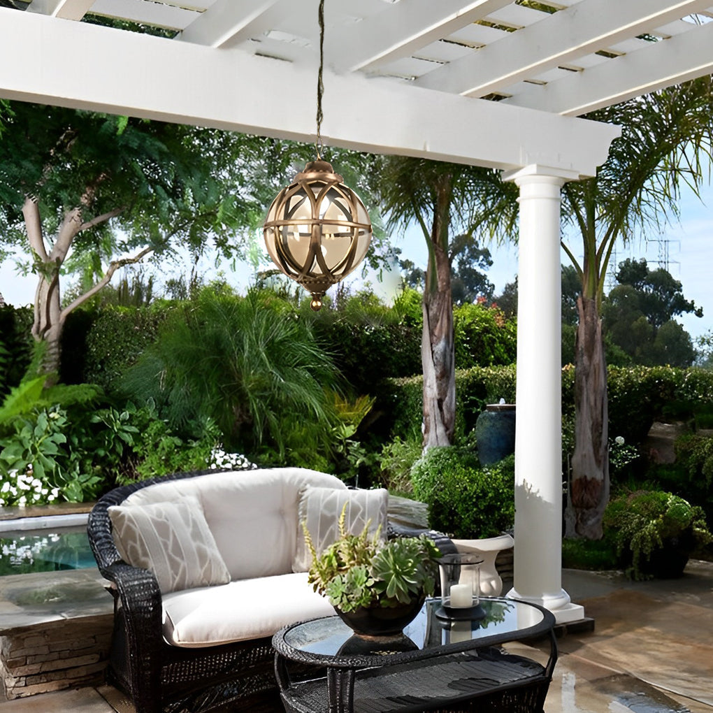 Beth Retro Ball Glass Outdoor Pendant Light