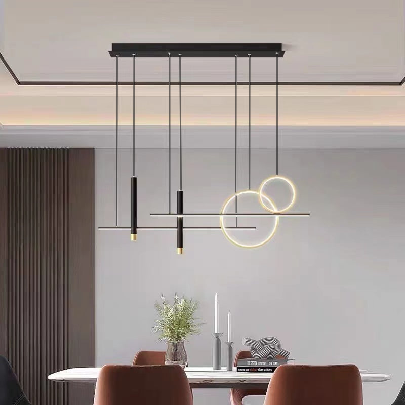 Arisha Modern Pendant Light LED, Double Circle, Gold/Black - Neutral Decor