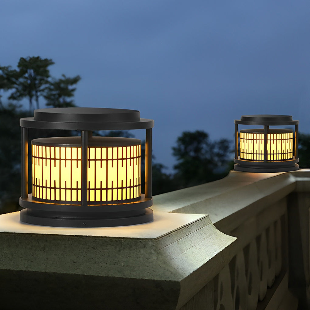 Hen Round Retro Pattern LED Marble Outdoor Fence Post Lights