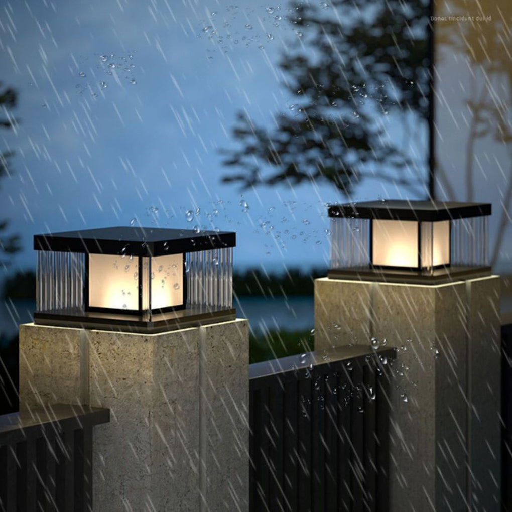 Lucinda Modern Solar Fence Glass Post Lights
