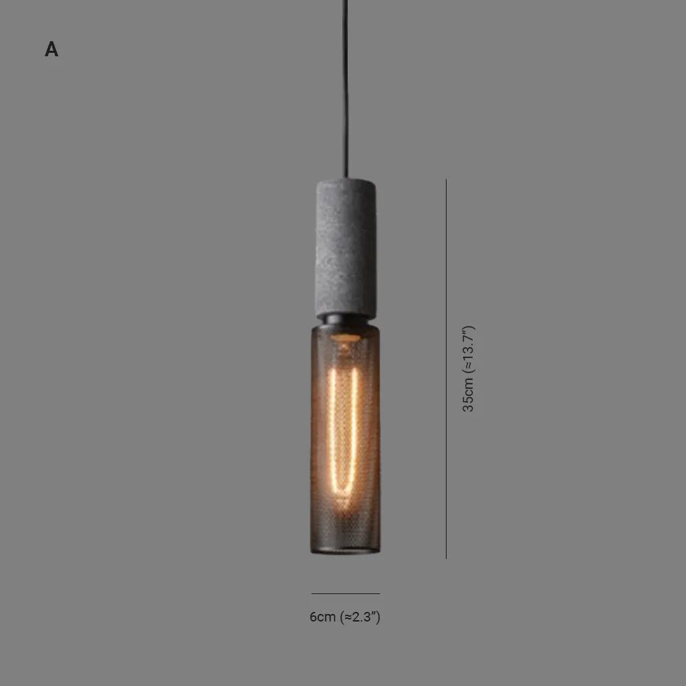 Xenith Industrial Cylindrical Pendant Light, Cement/Metal-Neutral Decor