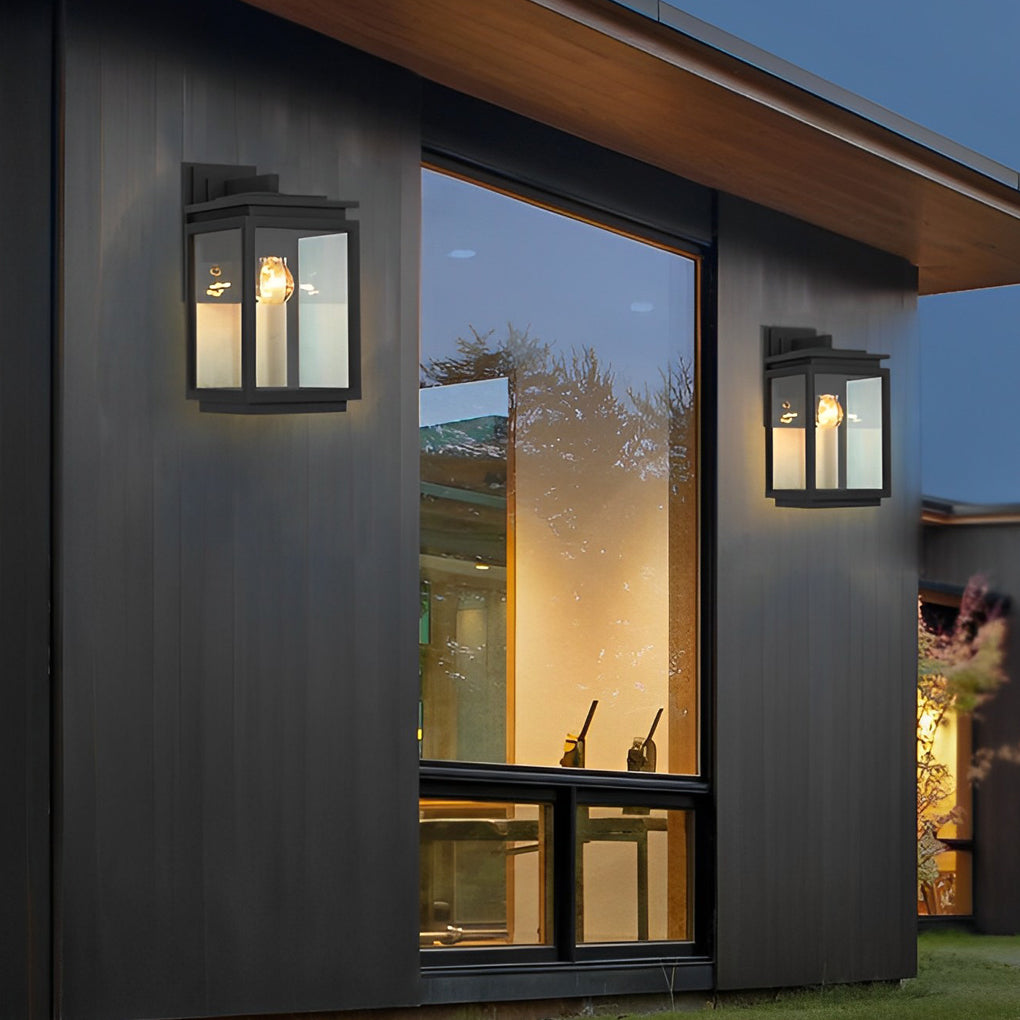 Jophine Rectangular Industrial Glass Outdoor Wall Lamp
