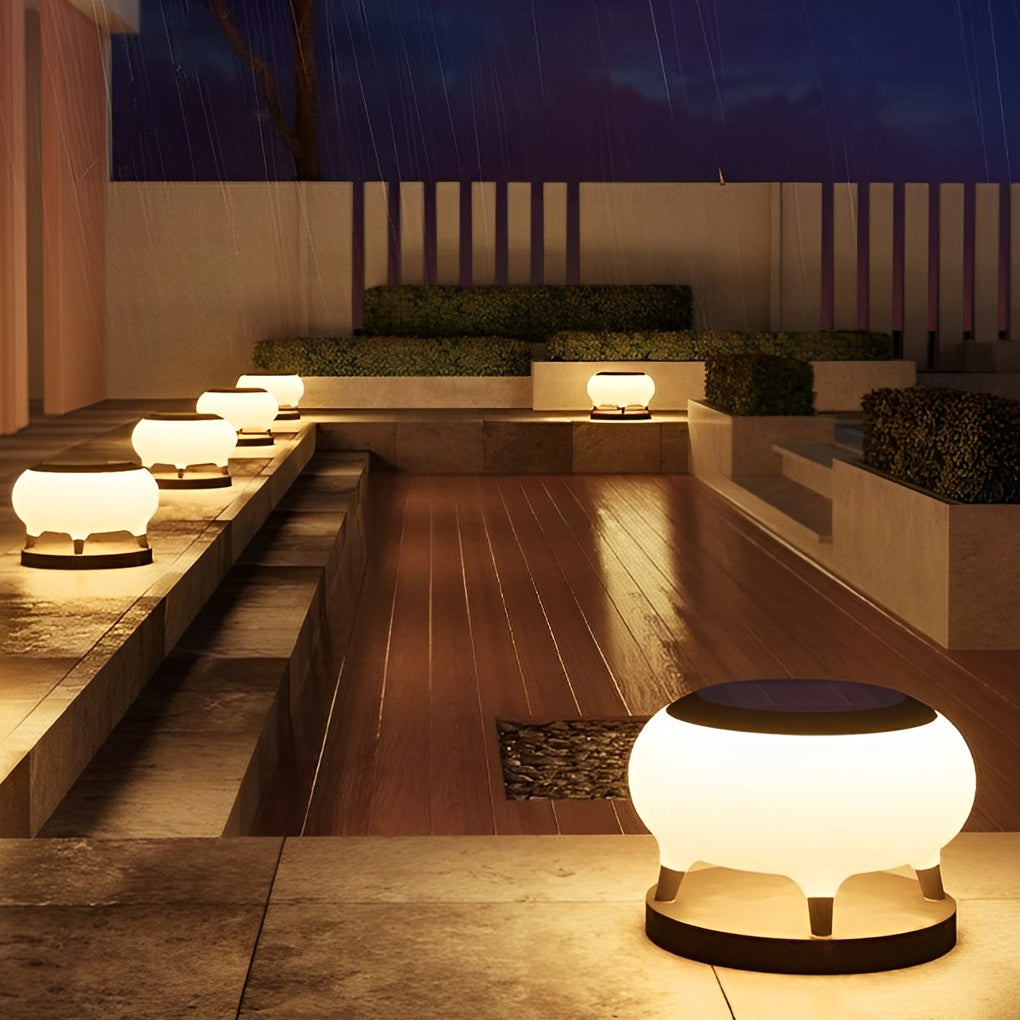 Questa Round Drum Modern Steel Outdoor Fence Post Lights