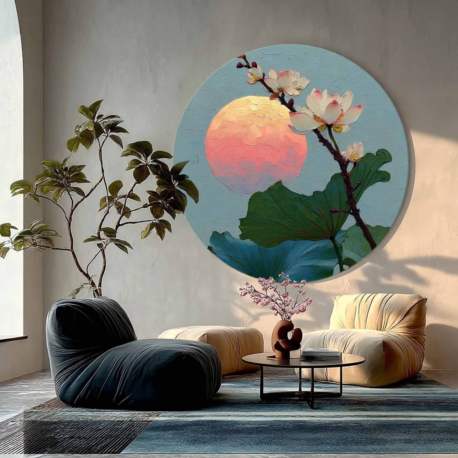 Wall Art Textured Lotus Flowers Pink - Neutralighting