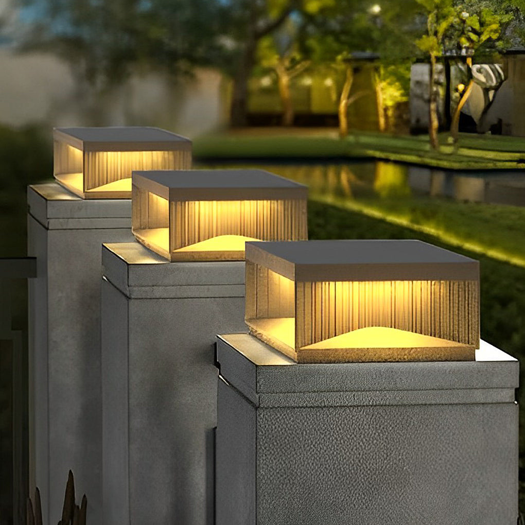 Zea Striped Decor Solar Fence Post Light