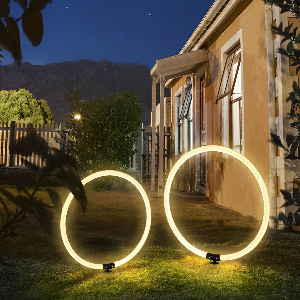 Rose Sleek Ring Modern Landscape Outdoor Lawn Light