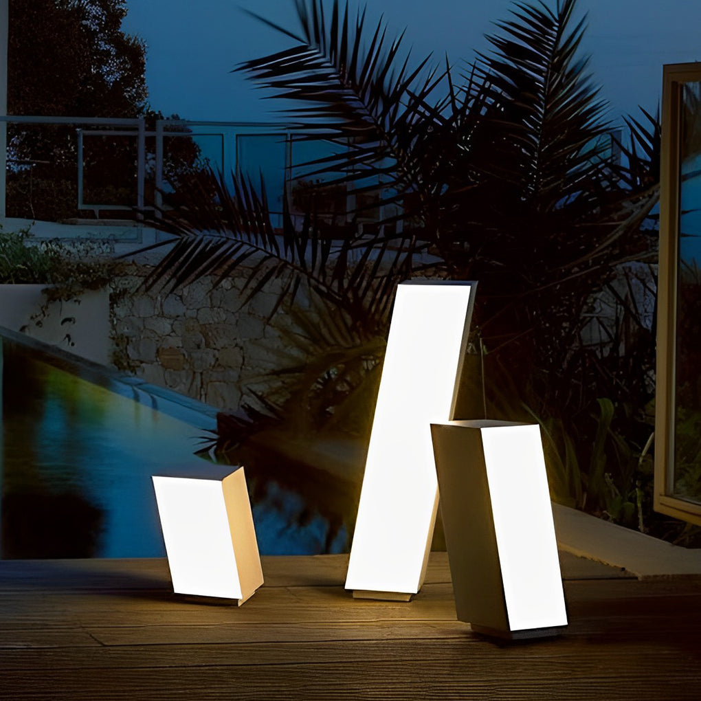 Orv Artistic Cuboid Inclined LED Steel Outdoor Lawn Lamp