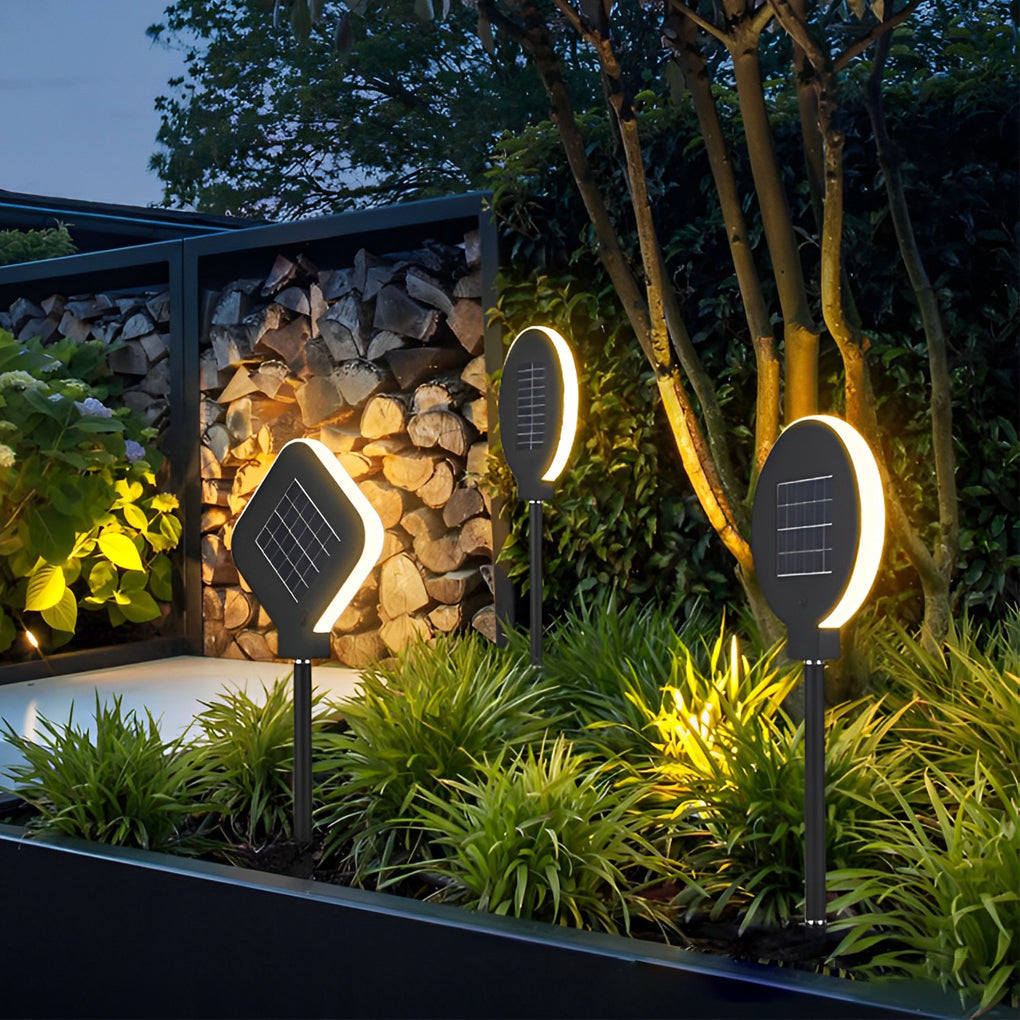 Peaceful Modern Circular Solar Steel Outdoor Lawn Light